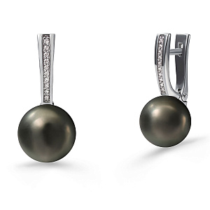 СПет04 (жмк.черн) Серьги (Au 585)