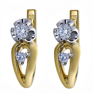 020433-Ж/Б Серьги (Au 750)
